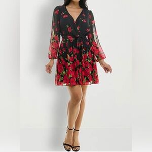 Premier Amour Rose Chiffon Long Sleeve Dress  16